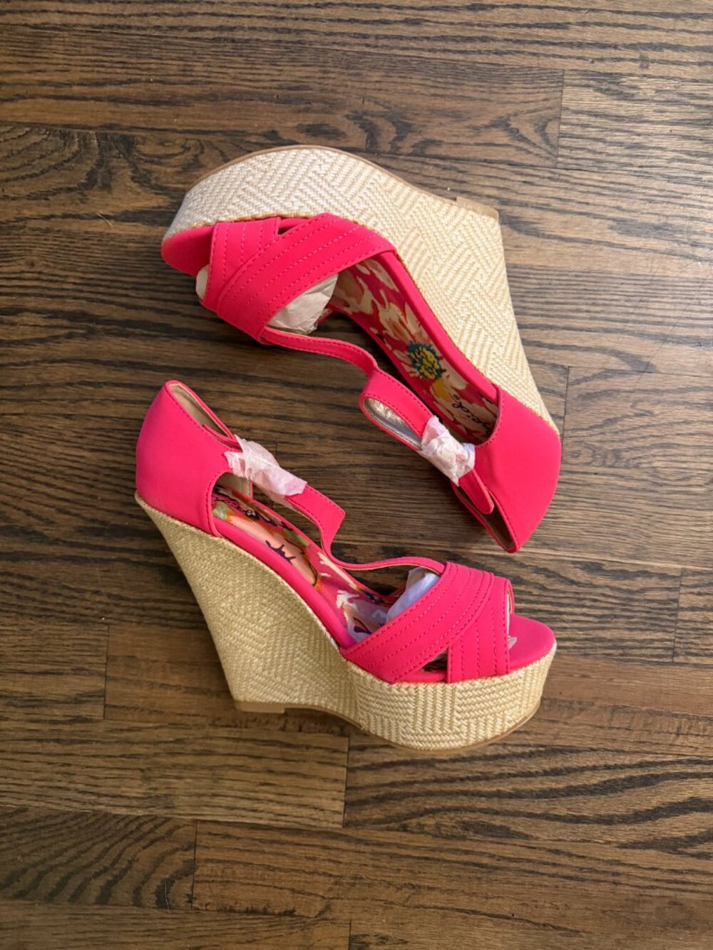Hot Pink Wedge Sandals by Qupid - Size 7.5